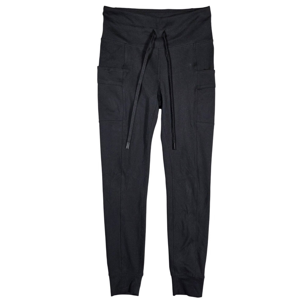 Eddie Bauer Womens Black Cargo Jogger Pants Size M High Rise Drawstring Tapered